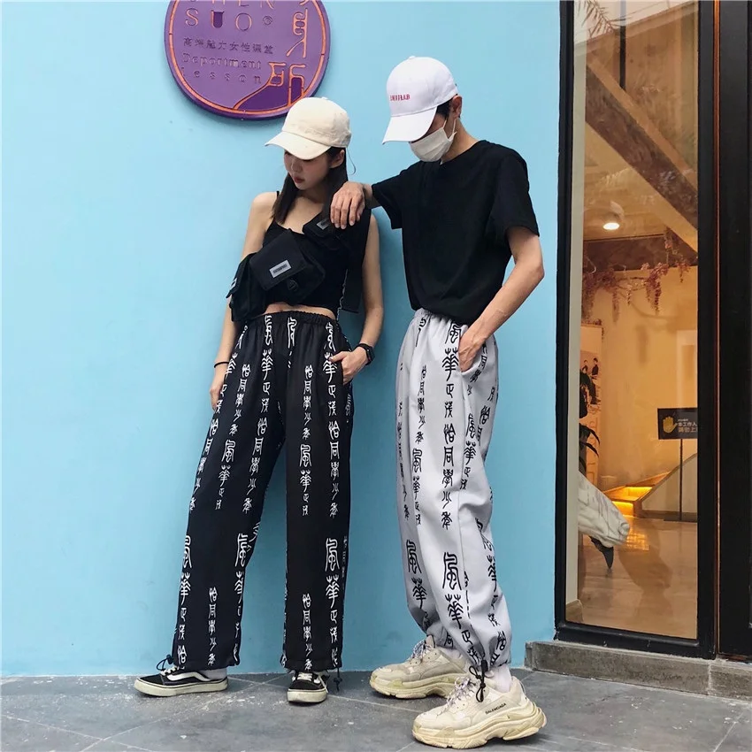 Брюки BF Harajuku женские с эластичной высокой талией Модные свободные прямые штаны