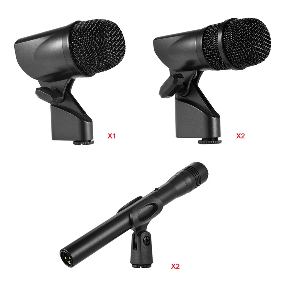 Professional Wired Musical Instrument Drums Microphone Mic Set with Big