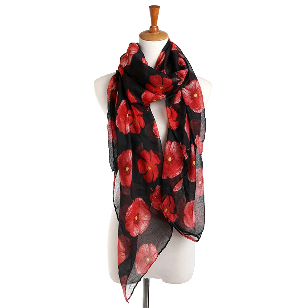 Floral Print Women Girls Viscose Scarf Shawls Autumn Winter Long Wraps