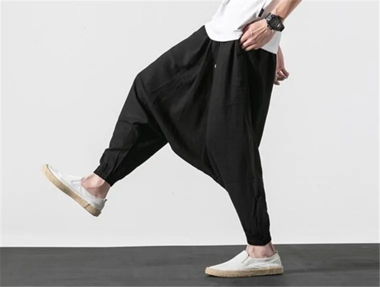 Новинка летние модные мужские повседневные свободные хлопковые льняные брюки размера плюс M-6XL 7XL шаровары брендовые осенние штаны