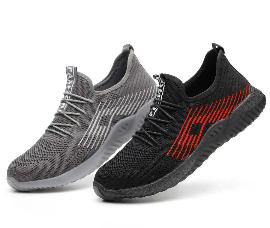 

Flyknit Breathable Steel Toe Cap Work Safety Shoes Outdoor Men Anti-slip Deodorant Steel Puncture Proof Construction