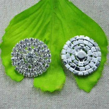 

(L0341) free shipping wholesales 50 pcs/lot, 26mm rhinestone button,three line,silver plating,flat back