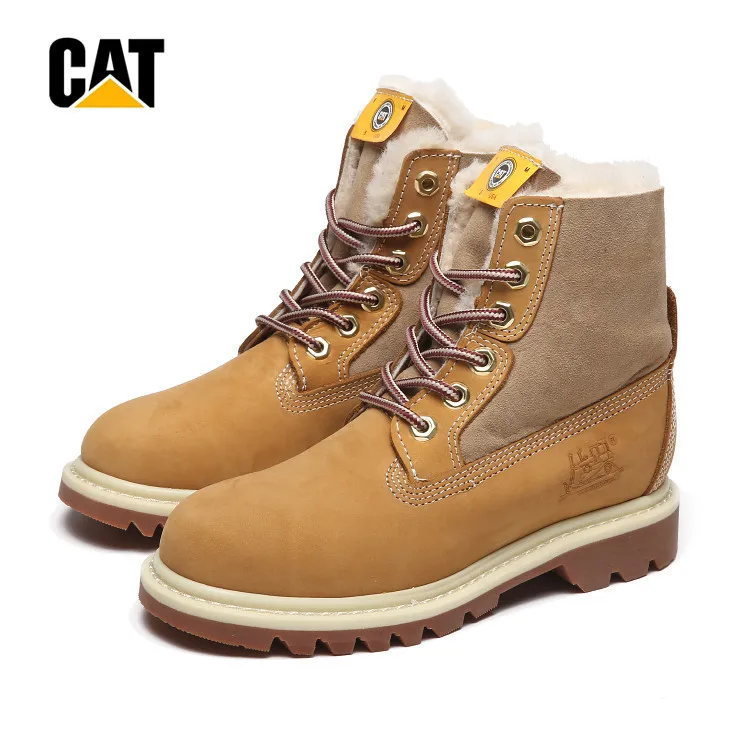 CAT Footwear Women Genuine Cow Leather Winter Warm Fur Snow Ankle