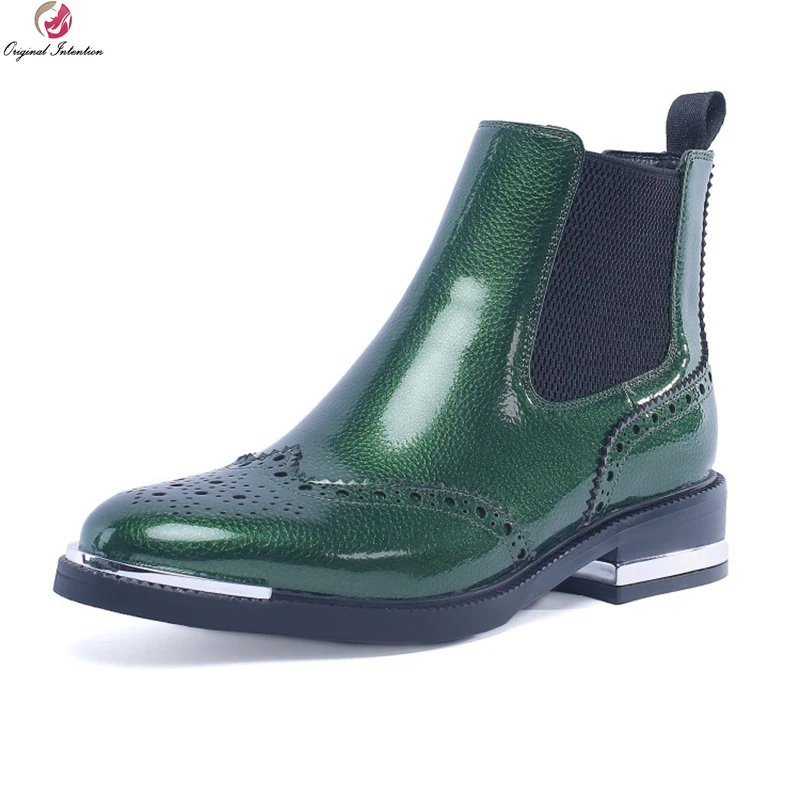 

Original Intention Quality Women Boots Nice Round Toe Square Heels Boots Fashion Grey Brown Green Shoes Woman Plus US Size 4-10
