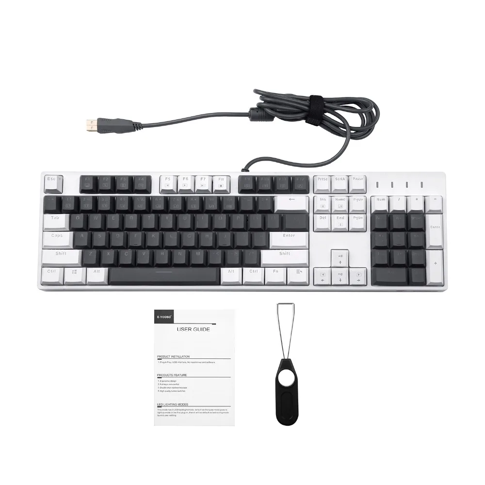LED Mechanical Keyboard Contrast Color Tactile Clicky Blue Switches Anti-Ghosting USB Wired Gamer Keyboard for dota 2 lol, X8100