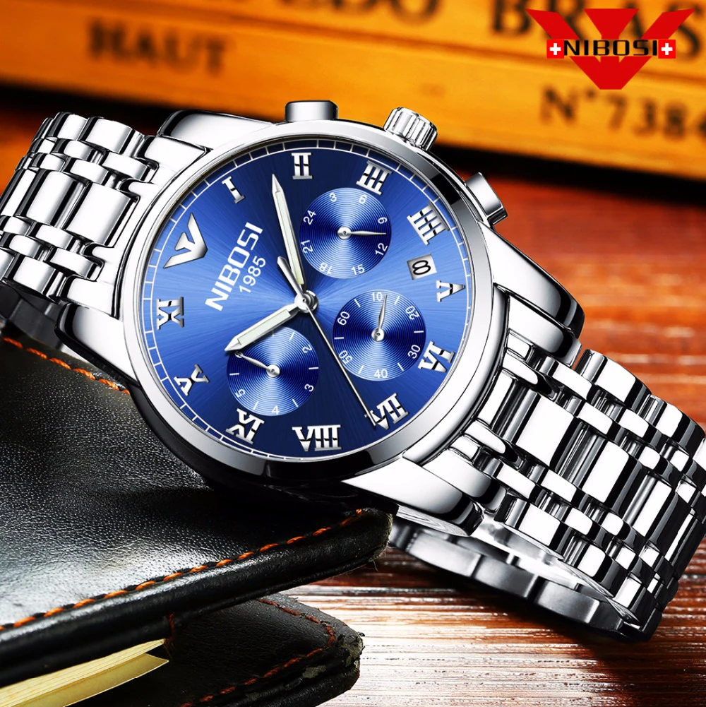 NIBOSI Relojes Top Luxury Brand Quartz Watch Men Casual Quartz-watch Stainless Steel Ultra Thin Clock Male New Relogio Masculino