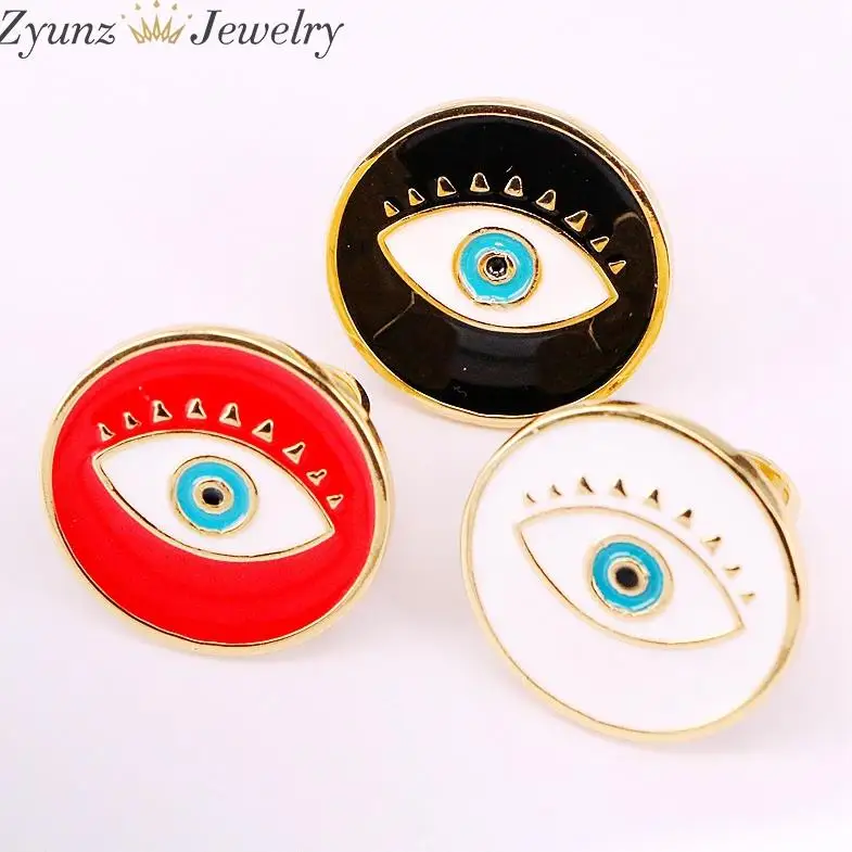 10 шт., новое Смешанное эмалированное кольцо для глаз, драгоценные камни кольца, женское Ювелирное кольцо, синее/черное/красное эмалированное кольцо, регулируемый - Цвет основного камня: style 1