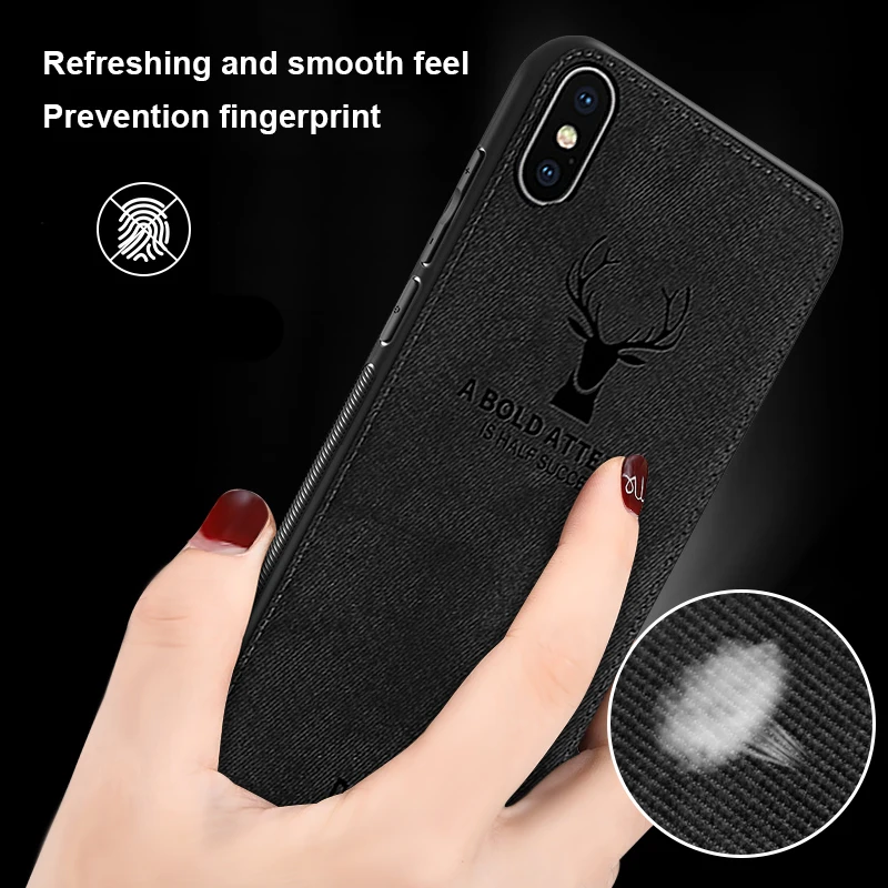 Luxury Retro Deer Cloth Texture Phone Case For iphone 7 8 6 S 6S Plus X XS Max XR Ultra thin Soft TPU Fabric Cover Canvas Cases | Мобильные