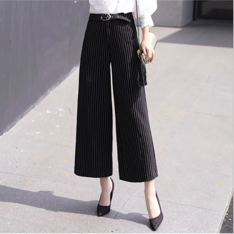 Bas Spéciales Mode Ol Nouveauté Rayé Black Pantalon Automne 2019 Lady Lâche Et Offres Pour Femme En Tempérament D'hiver Office Large De OHInfZ