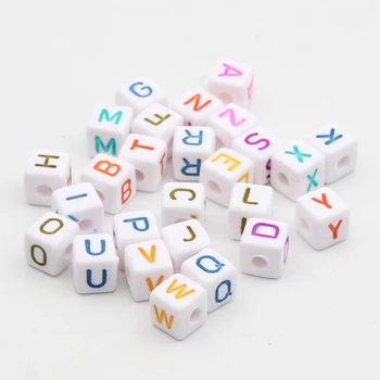 

10x10mm 550Pcs "A-Z" Alphabet Random Mix Acrylic Colorful Letter Beads Cubic Beads For Jewelry Making DIY