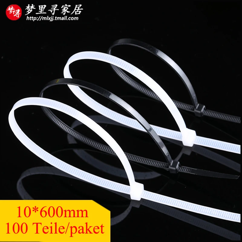 100 Teile/paket 10*600mm Velcro Cable Ties Width 9mm Velcro Tie Self