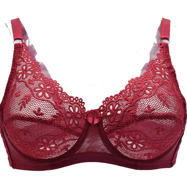 Womens Bra Large Bosom Underwired Unpadded Floral Lace Bras Bralette