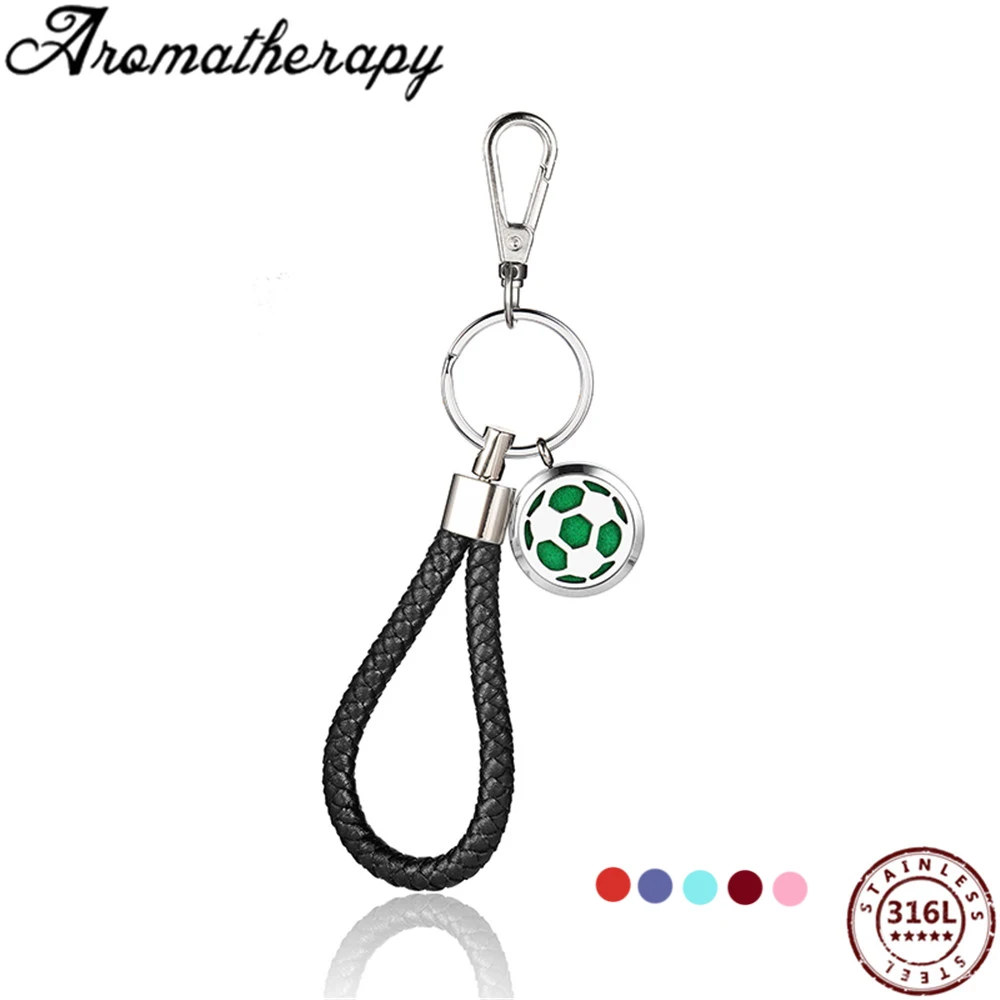 Charka Crystal Aroma Locket Leather Braided Woven Rope keychain DIY bag Pendant Key Chain Holder Car Keyrings Men Women Keychain