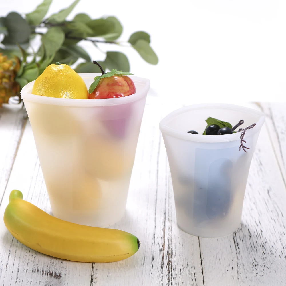 

Silicone Food Preservation Zipper Bag Bowl Cup Multi-Functional Seal Cleanable Food Keeping Ziplock Storage Bags Bowls Cups
