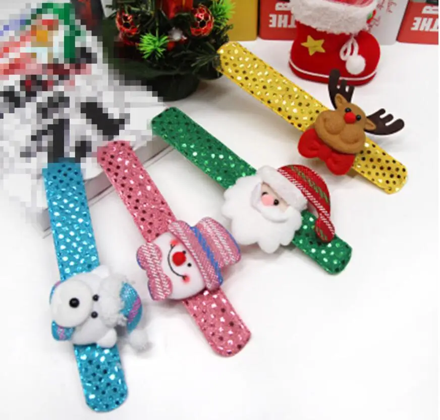 

New 500pcs Children Sequin Christmas Wristband Cartoon Christmas deer Santa Claus snowman bracelet Christmas small gifts
