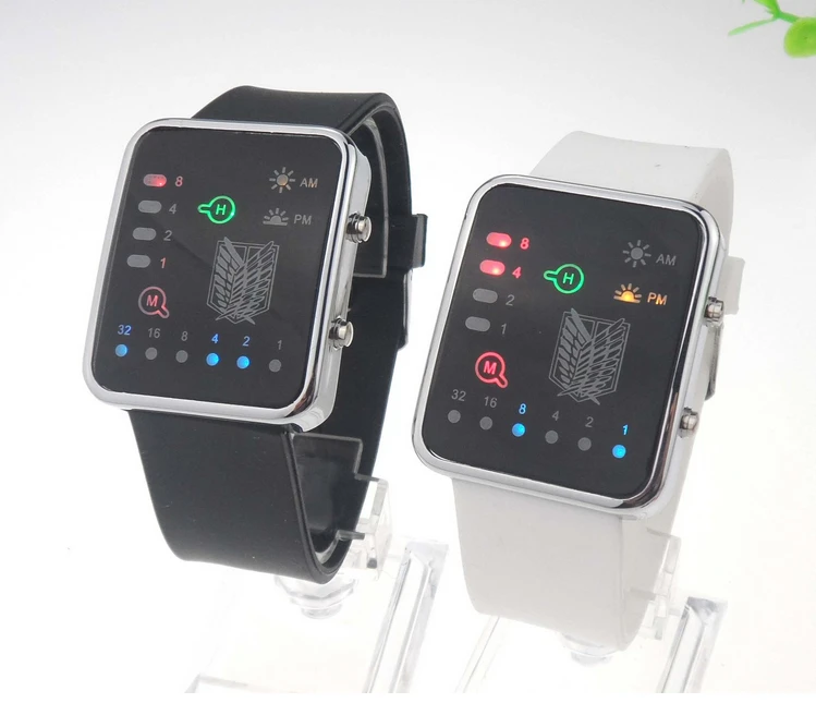 Binary led table Anime Watch Minecraft Watch Attack on Titan Watch Men