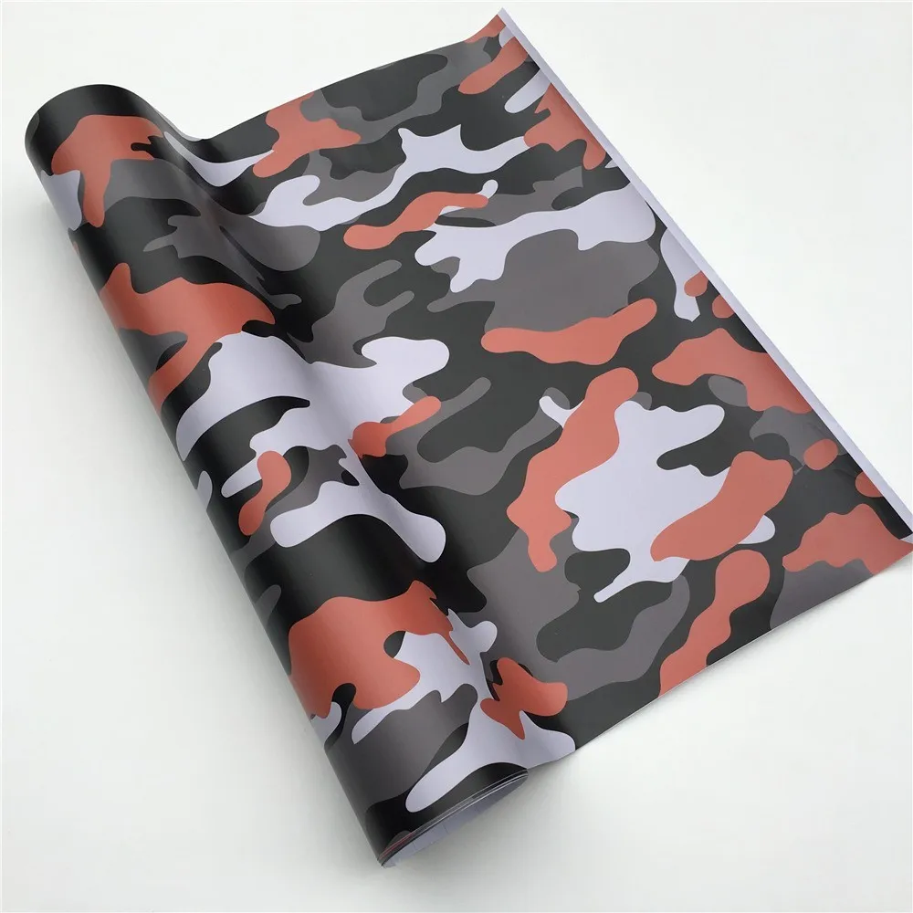 HD Tiger Black Camo виниловая пленка для обертывания, красная полярная Снежная камуфляжная виниловая пленка для автомобиля, пленка для автомобиля, ноутбука - Название цвета: Orange Camo