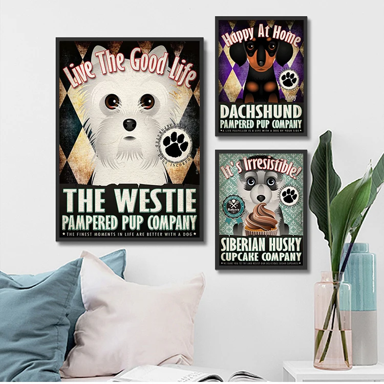 Art Print Poster Cocina Dog Animals happy at home Decor Living Room