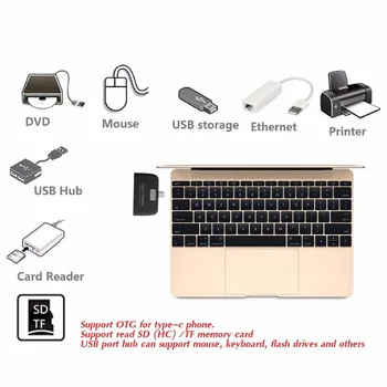 

4 In 1 USB Type-C Card Reader OTG TF Micro SD Cards Adapter Charging for Macbook Phone Tablet ND998