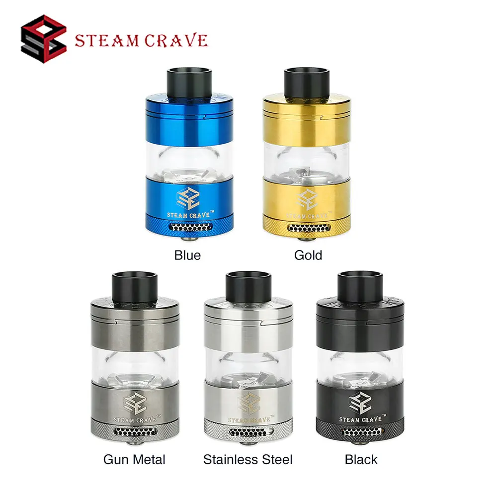 

Original Steam Crave Glaz RTA Atomizer 7ML Tank Capacity Bottom Angled Airflow Dual Coil RTA E-cigarette Huge Vape Atomizer RTA