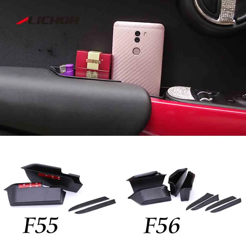 

2PCS/set Car Inner Side Front Door Handle Armrests Storage Box ABS Tray Holder For Mini Cooper F55 F56 Car Styling Accessories