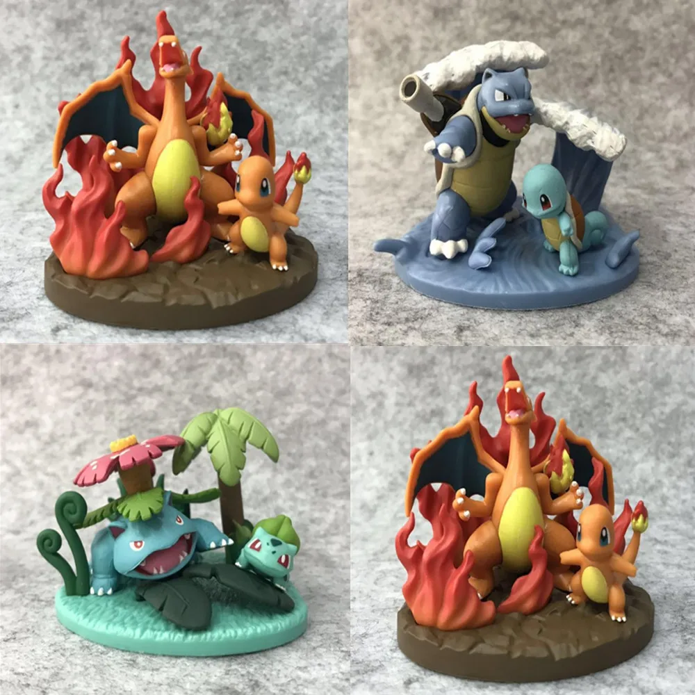 

1 pcs Cartoon Pet Bulbasaur Blastoise Charizard Action Figures Adventure 3D Scenario Collection PVC Model Kid Gift Toy