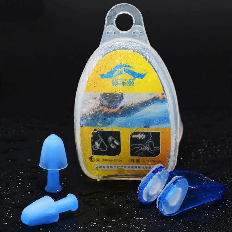 

1 Set Child Waterproof Soft Silicone Swimming Set Child Nose Clip Ear Plug Earplug Tool 4 Colors