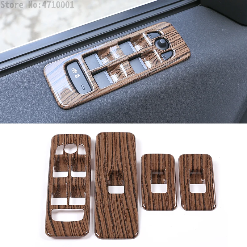 

4pcs Sands Wood Grain ABS Car Window Lift Switch Button Frame Trim For Land Rover Discovery Sport 2015-2018