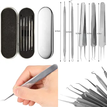 

5PCS Blackhead Acne Comedone Clip Needle Tweezers Pimple Extractor Remover Set kits tools #53