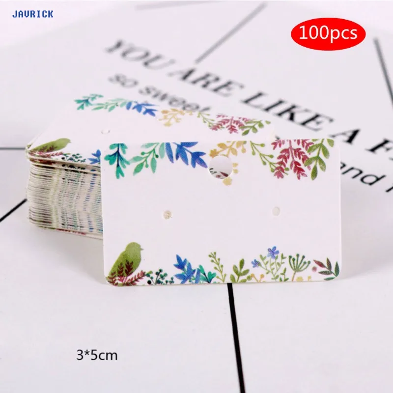 

JAVRICK 100Pcs Earrings Pack 3x5cm Ear Stud Card Jewelry Display Hang Tag Label Printing