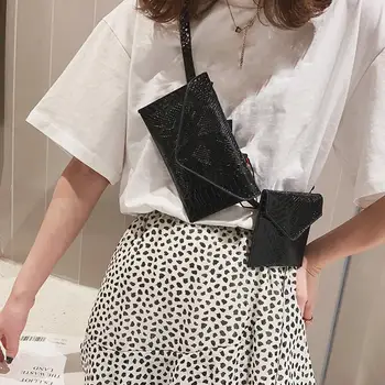 

2Pcs/Set Women Crocodile Grain Crossbody Shoulder Envelope Waist Bag Fanny Pack