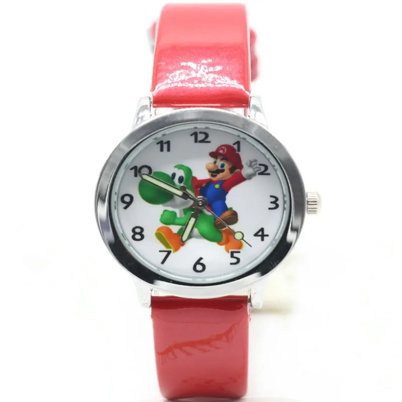 """супер марио""" часы кварцевые детская спортивная мода мультфильм часы наручные часы для мальчиков студенты Рождественский Relogio подарочные часы - Цвет: Красный