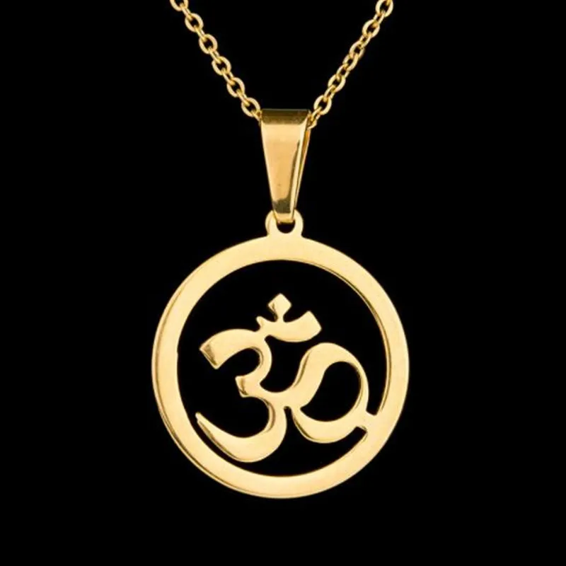 Stainless Steel OM Yoga Pendant Necklace for Women in Pendant