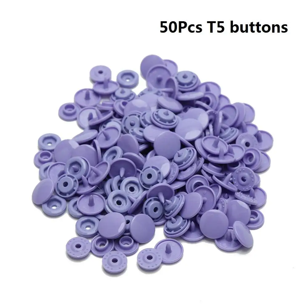 Крепежные плоскогубцы, кнопка KAM T5, пластиковая смола, пресс-шпилька, тканевая кнопка, u-образный пресс, швейные инструменты - Цвет: 50Pcs T5 buttons