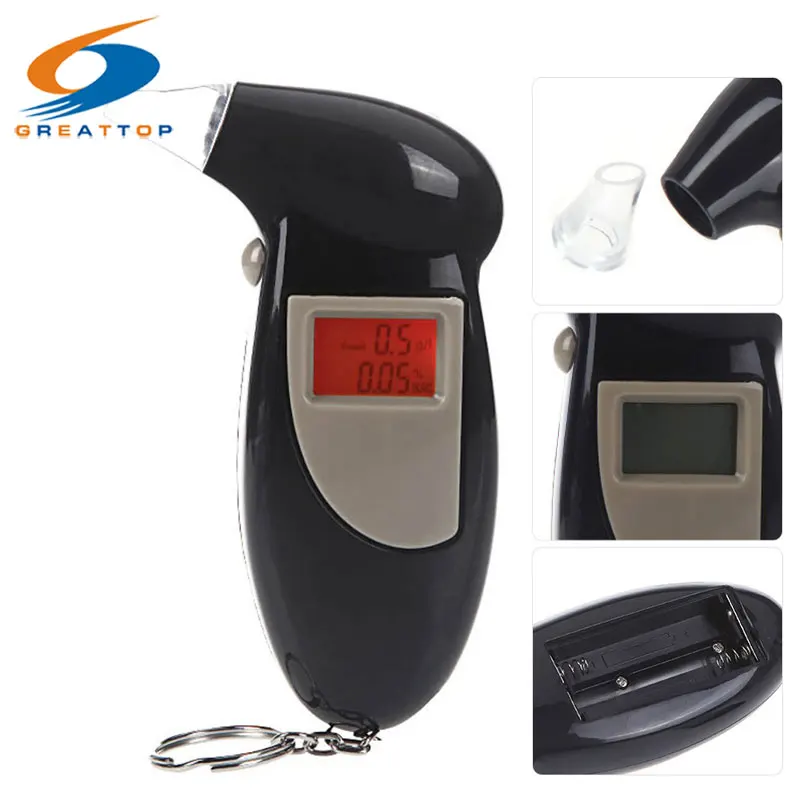 

High Accuracy Quick Response Digital LCD Alcohol Tester Key Chain Alcohol Detector Breathalyzer Police Alcotester free ship+gift