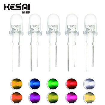 

100pcs/lot F5 5MM Round Green/Yellow/Blue/White/Red/Warm White/Orange/Purple/Pink/Yellow Green LED Light Diode Kit