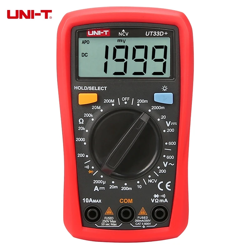 

UNI-T UT33D+ Manual Range LCD Digital Multimeter NCV Detector Non contact DC / AC Voltage Current Meter Resistance Tester