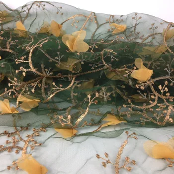 

3D African Tulle Chiffon Flower Lace Fabric for Dress,Mesh Floral Tissus Lace Embroidery,Diy Sewing Patchwork Cloth,Width 130cm