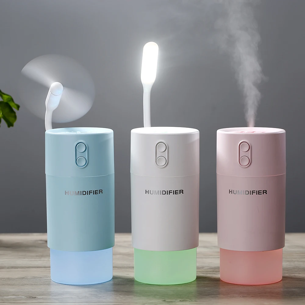 

400ml Mini Air Humidifier USB Aroma Essential Oil Diffuser Cool Mist Maker LED USB Air Humidifier 3 in 1 Aromatherapy For Office