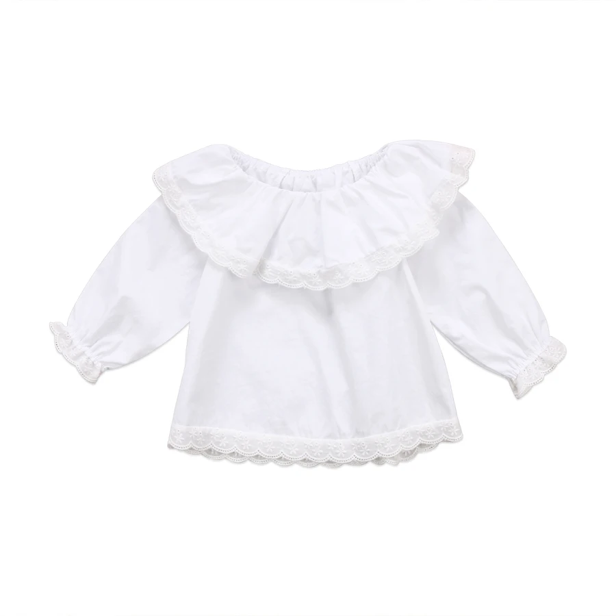 

Children Princess Clothing Pretty Baby Girls Princess Lace Collar Long Sleeve Cotton Top T-shirt Clothes