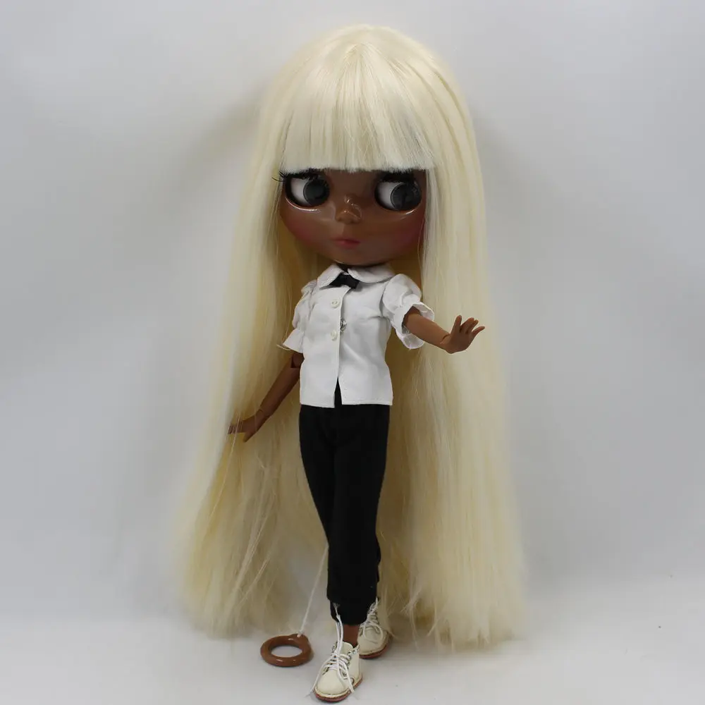 

ICY Nude Blyth doll No.BL0510 Golden straight hair JOINT body Super Black skin BJD Neo 30cm