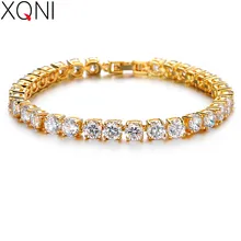 XQNI Роскошный AAA кубический циркон Теннисный браслет элегантный стиль подарок для свадьбы/помолвки/дня рождения/вечерние подарок для женщин