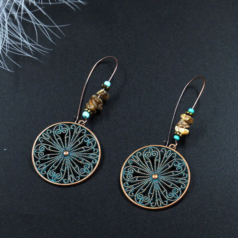 

Dangle Earrings Hanging for Women Ethnic Hoop Statement Drop Earrings Vintage Jewelry Fashion Flower Earrings Drop Shopping