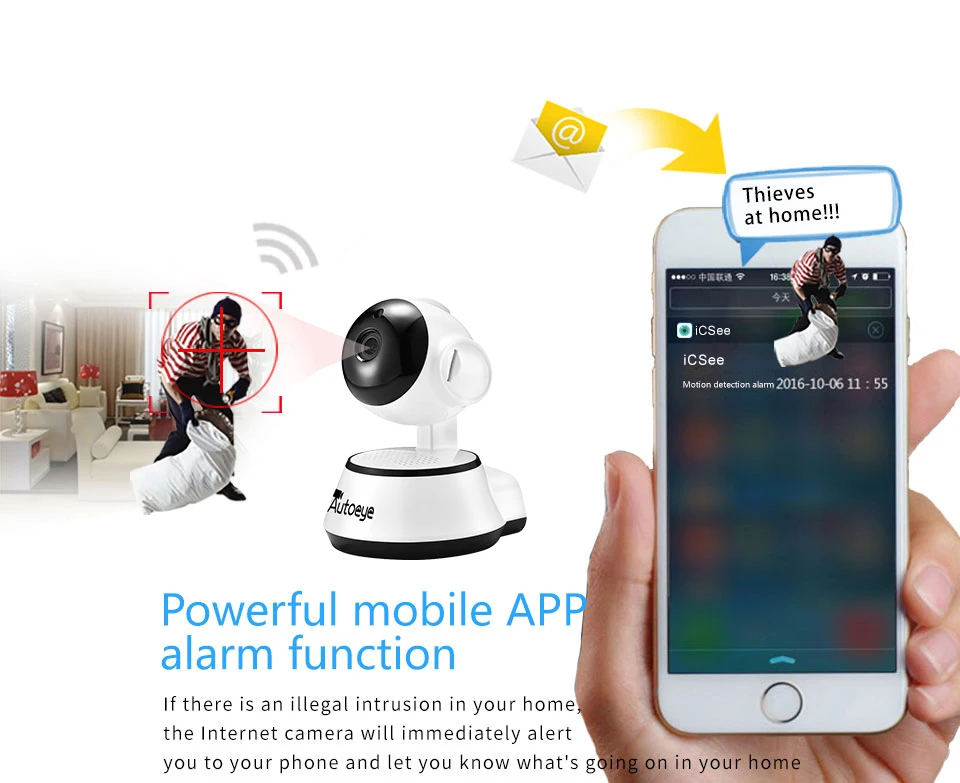 Autoeye 720P Security Network CCTV Wireless Smart WiFi Camera WI-FI Audio Record Surveillance Baby Monitor