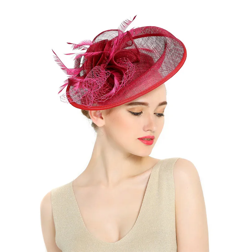 Ladies Sinamay Wedding Fascinator Hats Elegant Bridal Cocktail Hats