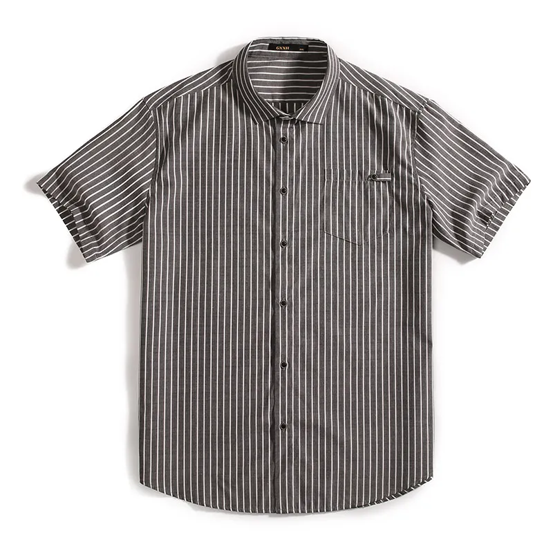 t19388 Gray GXXH для мужчин большой жир свободные рубашки для мальчиков Модные полосы короткий рукав с принтом новые летние негабаритных - Цвет: t19388 Gray