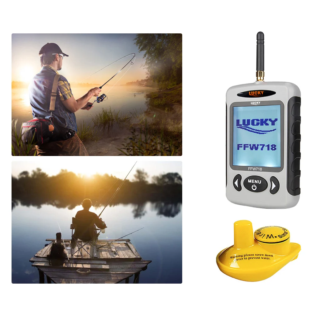 

LUCKY FFW718 Wireless Fish Finder Sonar Sensor Transducer Detector Fish Detector Depth Locator Alarm Function High Accuracy