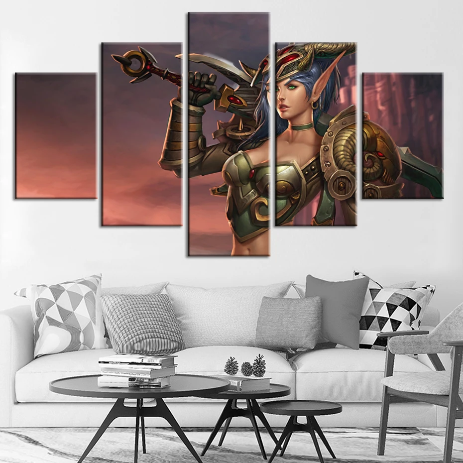 color Paintings World War Battle DOTA Modern Game Poster Wall Print color 5 Panel Home Decorations