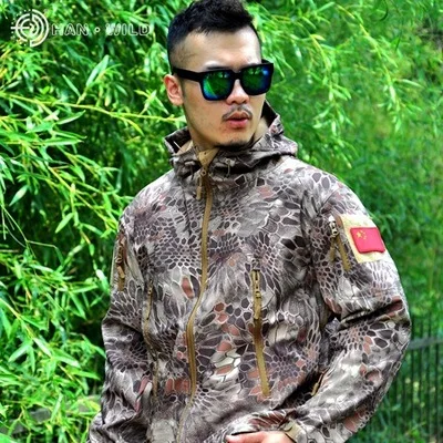 Акула кожа тактическая куртка милитари куртка мужская водонепроницаемая ветрозащитная теплая куртка камуфляж с капюшоном армейская одежда - Цвет: highlander jacket