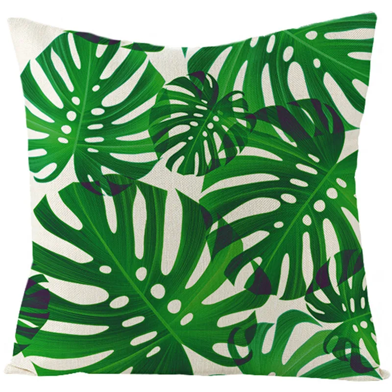 Fuwatacchi льняная наволочка для подушки с пальмовыми листьями летний подарок домашний декор растения наволочка для подушки зеленые листья тропические наволочки